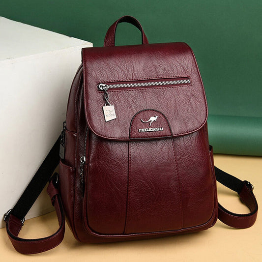 Classic Daily Leather Rucksack for Ladies - Lusomart