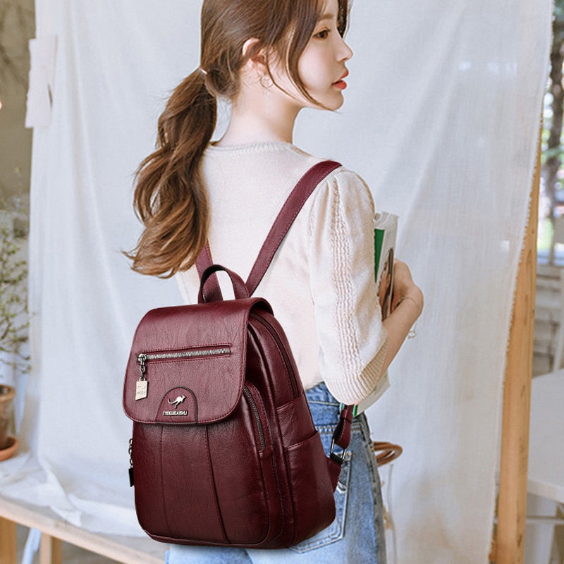 Classic Daily Leather Rucksack for Ladies