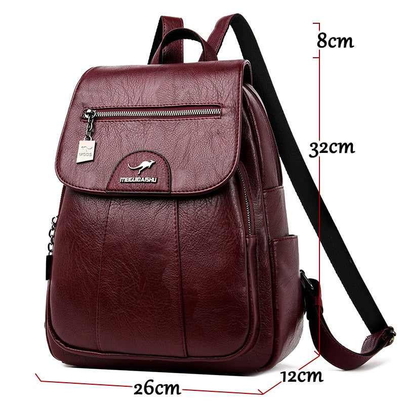Classic Daily Leather Rucksack for Ladies