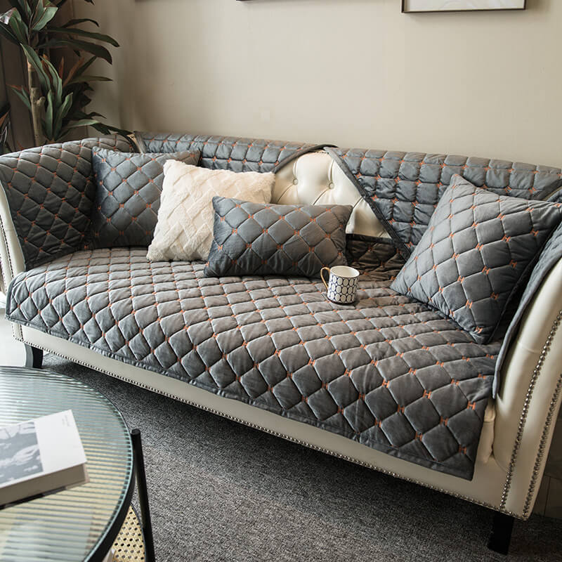 Plush Soft Fleece Sofa Slipcover for Living Room Comfort