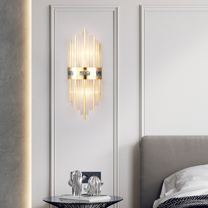 Luxury Gold Vertical Wall Sconce With Sparkling Crystals