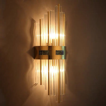 Luxury Gold Vertical Wall Sconce With Sparkling Crystals