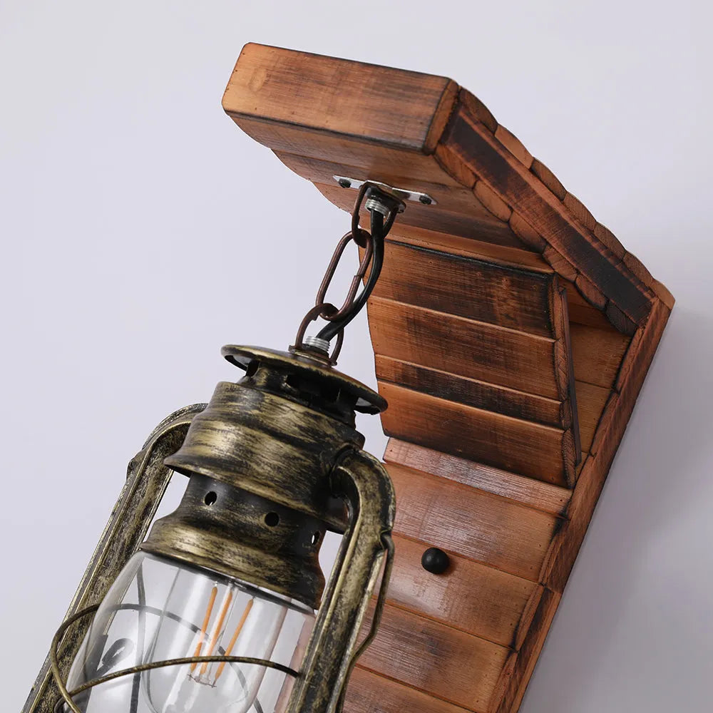 Classic Wooden Distressed Wall Light Lamp
