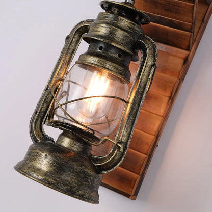 Classic Wooden Distressed Wall Light Lamp