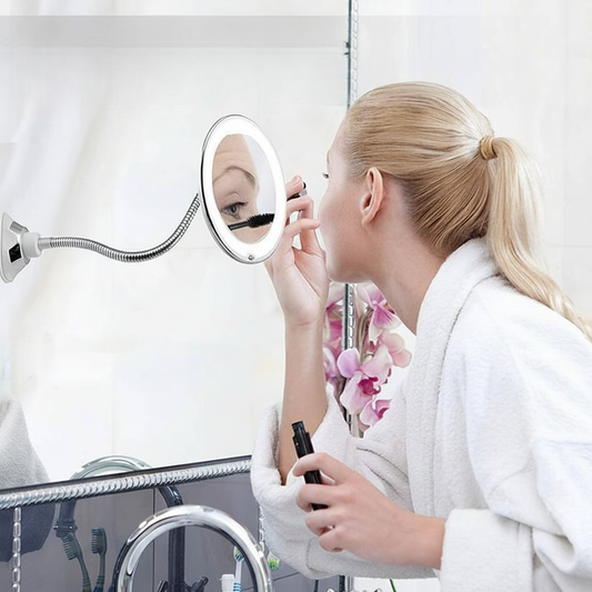 Large LED Lighted Makeup Mirror Adjustable Arm - Lusomart