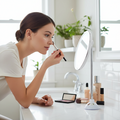 Large LED Lighted Makeup Mirror Adjustable Arm