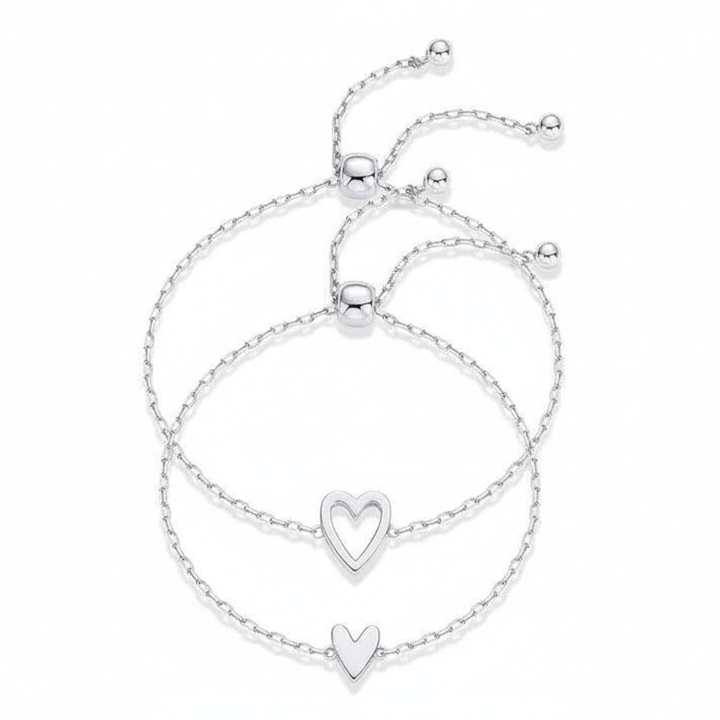 Loving Heart Link Couple Bracelet Set
