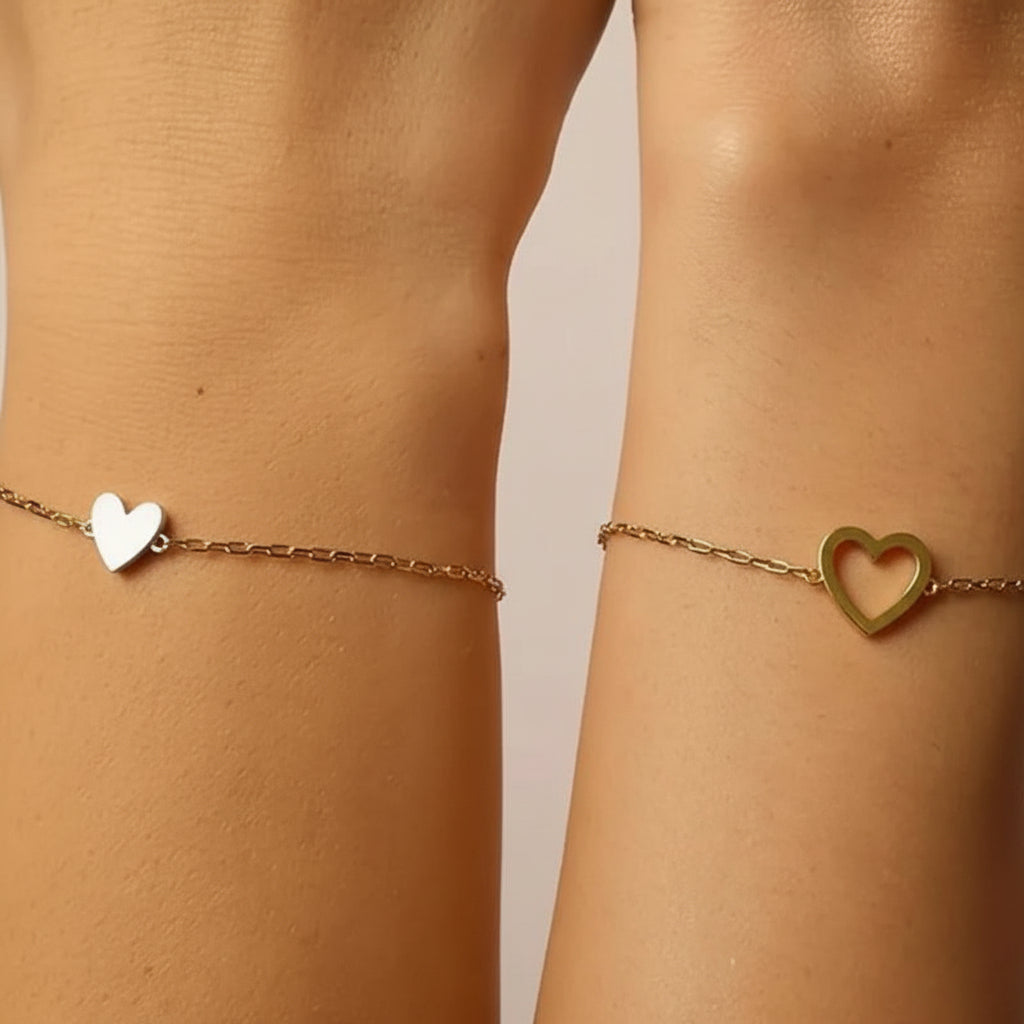 Loving Heart Link Couple Bracelet Set