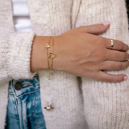 Loving Heart Link Couple Bracelet Set