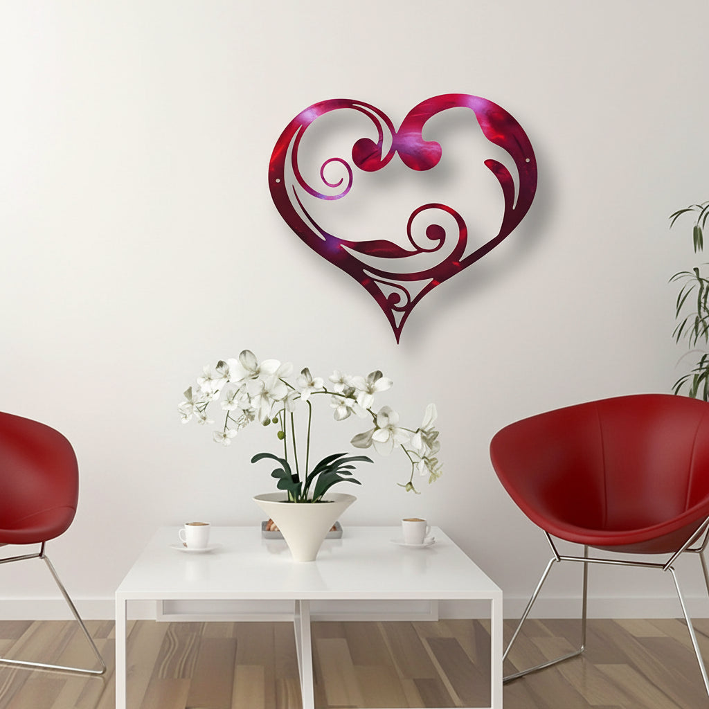 Rustic Metal Heart Flower Wall Decoration Home Accent
