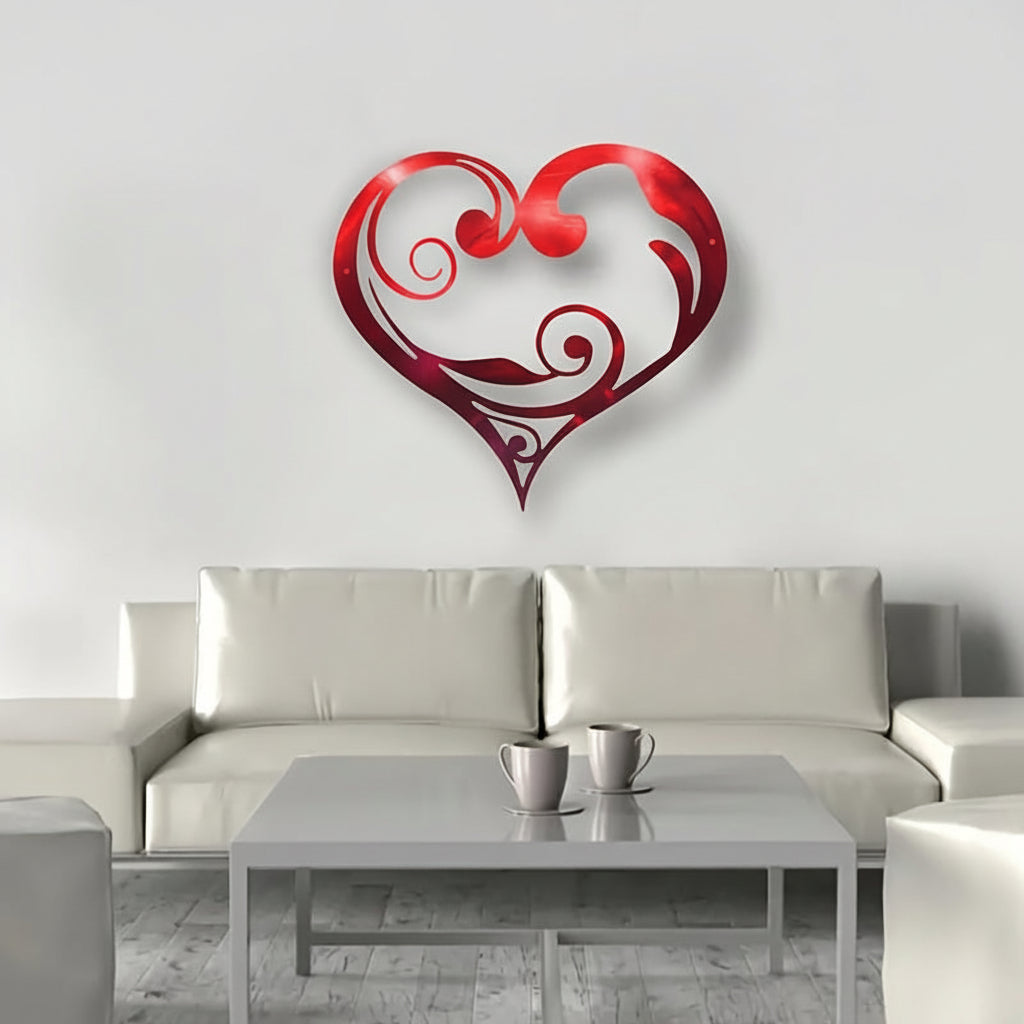 Rustic Metal Heart Flower Wall Decoration Home Accent