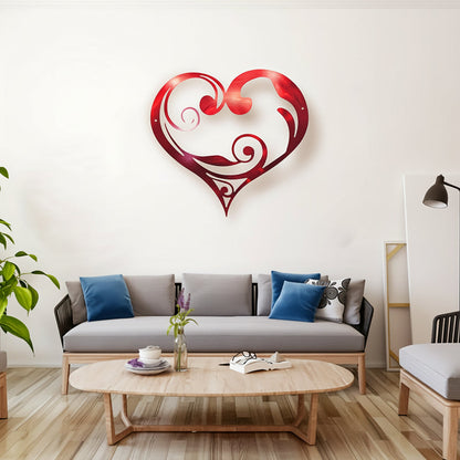 Rustic Metal Heart Flower Wall Decoration Home Accent