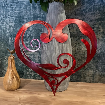 Rustic Metal Heart Flower Wall Decoration Home Accent