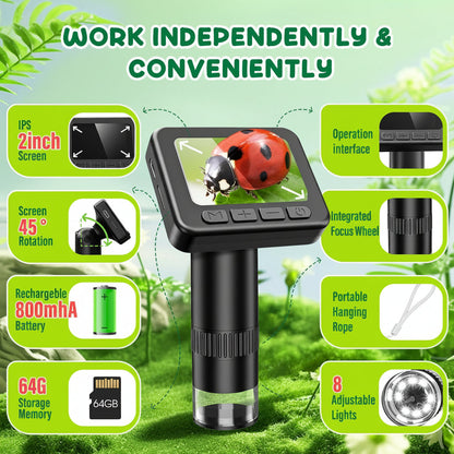 Compact USB Microscope HD Digital Camera for Kids
