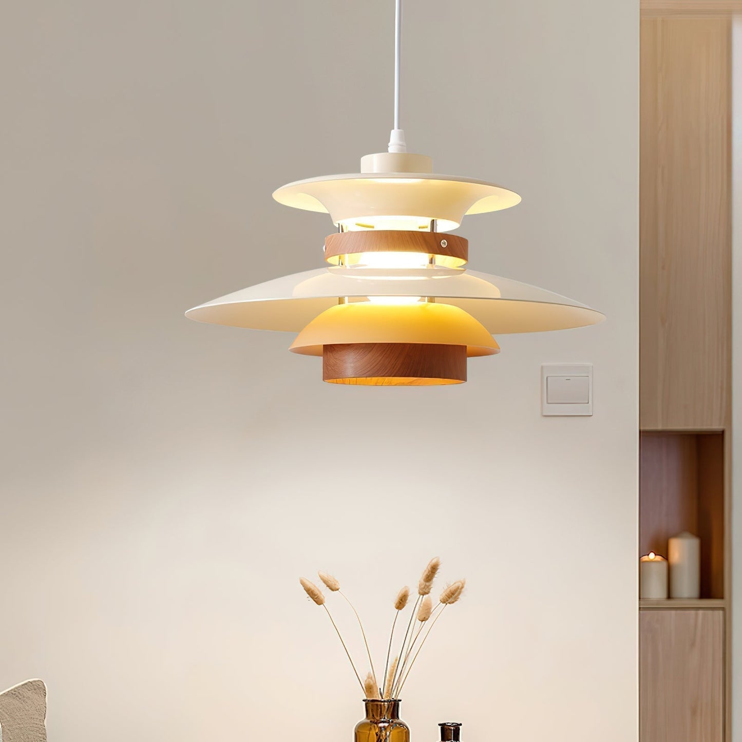Macero | Stylish Modern Globe Pendant Light with Warm Wood Accents 8