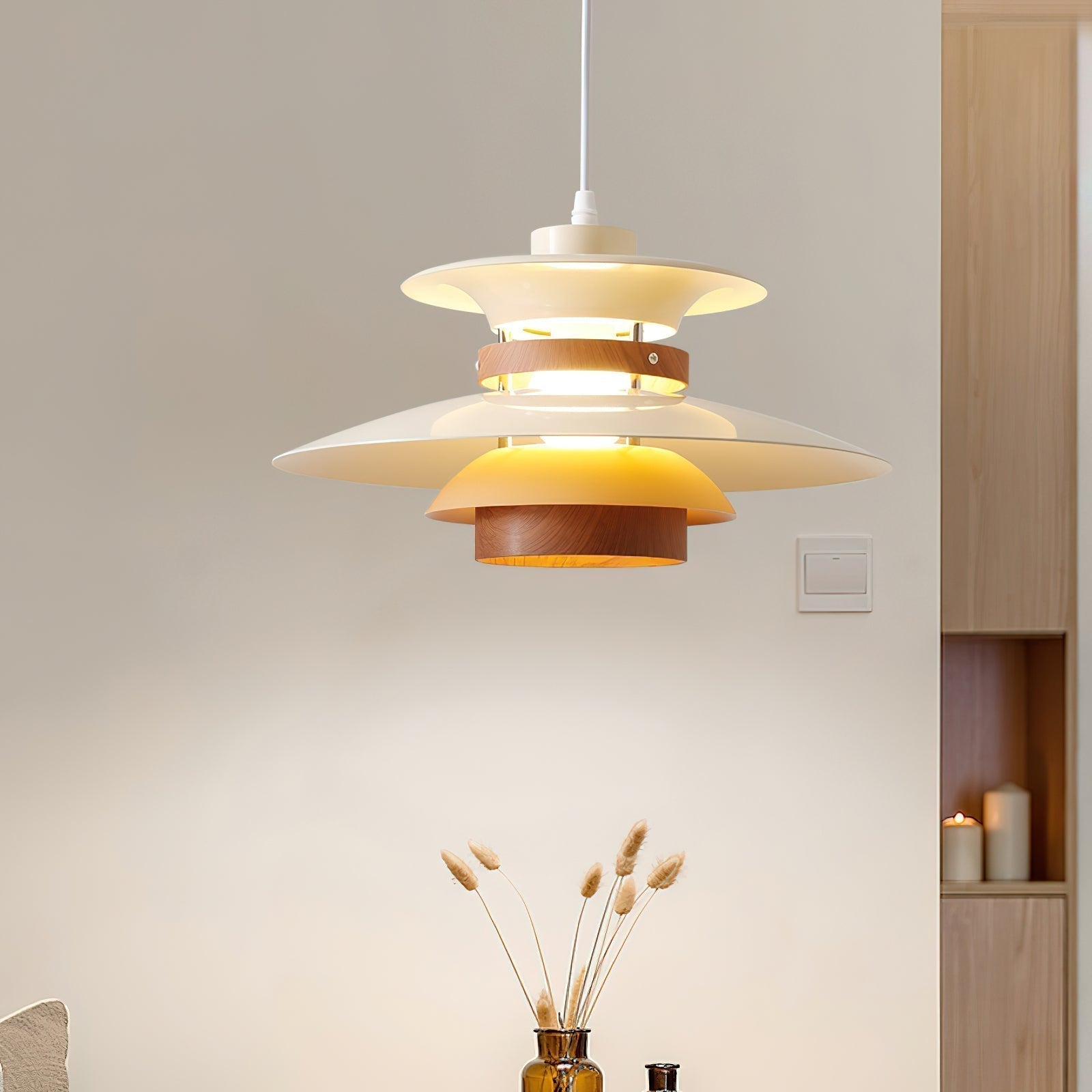 Macero | Stylish Modern Globe Pendant Light with Warm Wood Accents 8