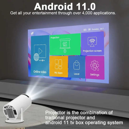Wireless Android 11 HD Projector with WiFi and 720p