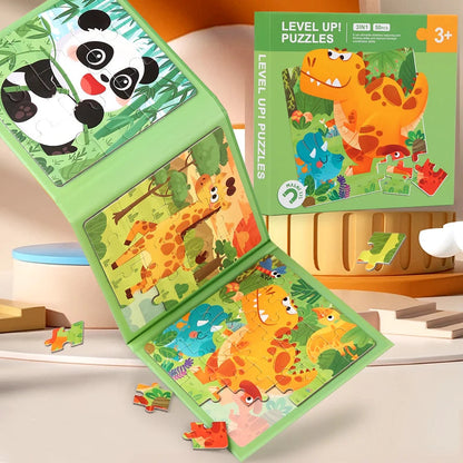 Interactive Kids Puzzle Book with Colorful Animal Characters - Lusomart