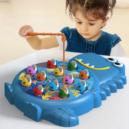 Interactive Kids Fishing Set with 12 Pieces and 2 Poles - Lusomart