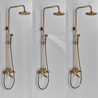 Classic Bronze Shower Set with Gold Faucet and Dual Showerheads