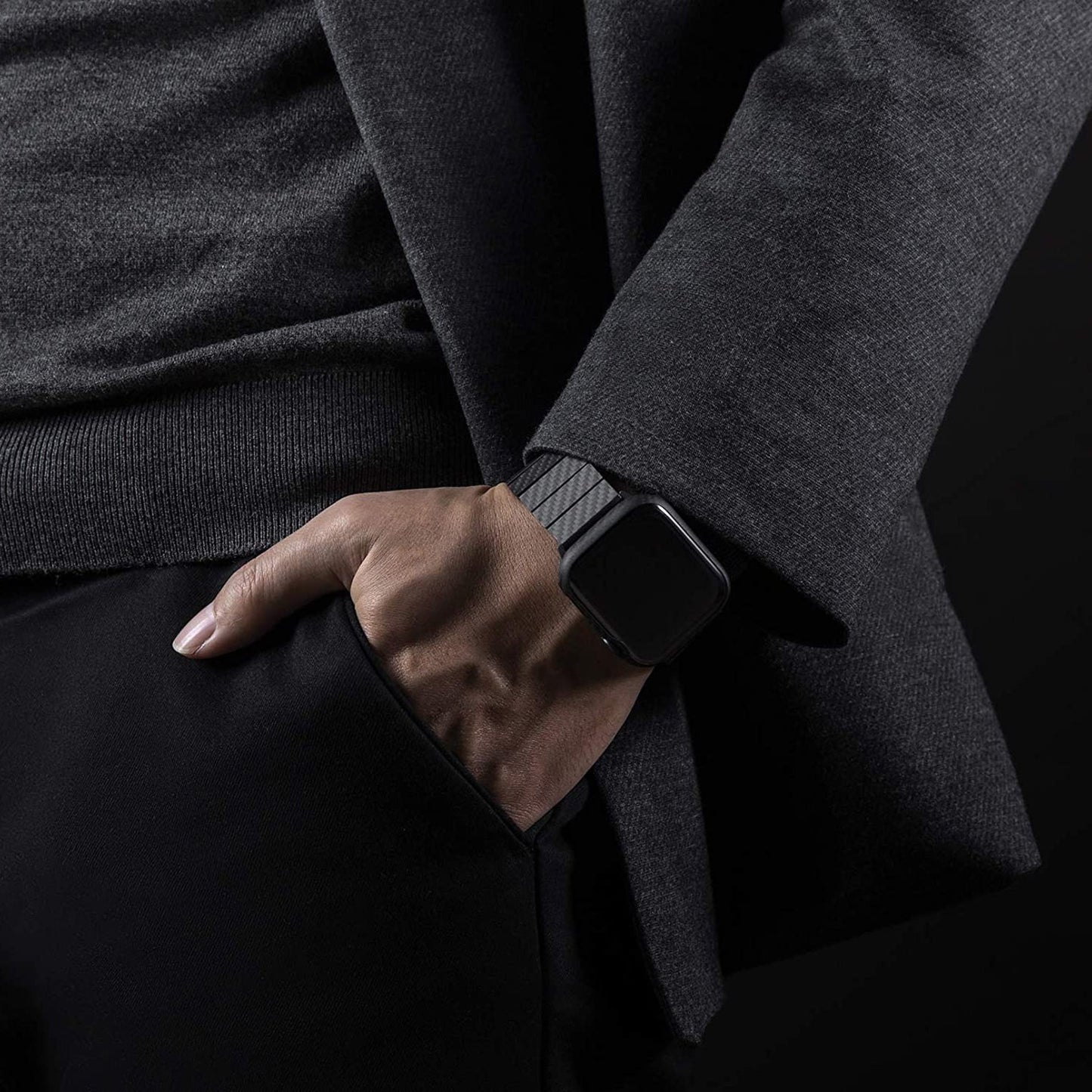 Thin Carbon Fiber Smart Watch Band with Durable Cover