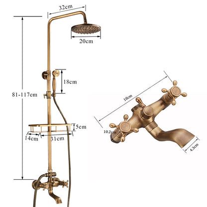 Classic Bronze Shower Set with Gold Faucet and Dual Showerheads