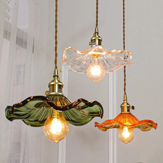 Elegant Glass Floral Pendant Light with LED Bulb - Lusomart