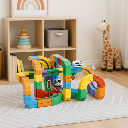 Fun Kids Building Blocks Marble Coaster Track Set