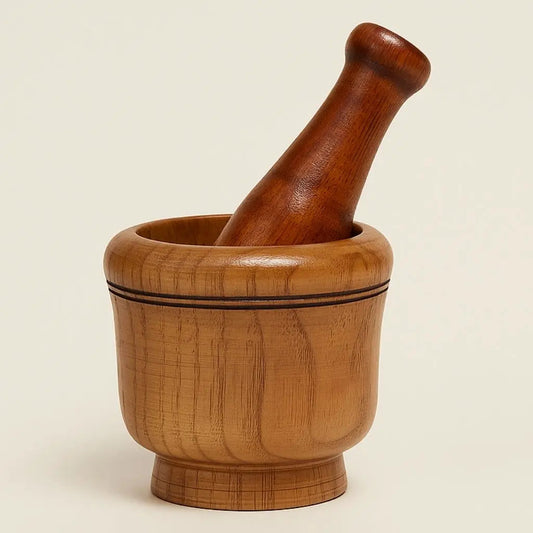 Classic Wood Garlic Crusher - Handheld Mortar Grinder - Lusomart