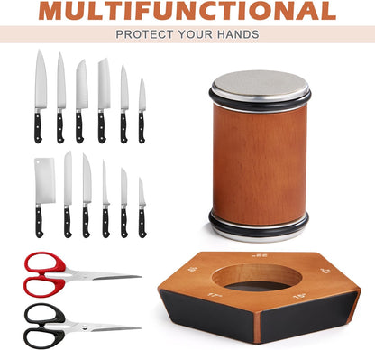 Premium Diamond Knife Sharpener with Wooden Base