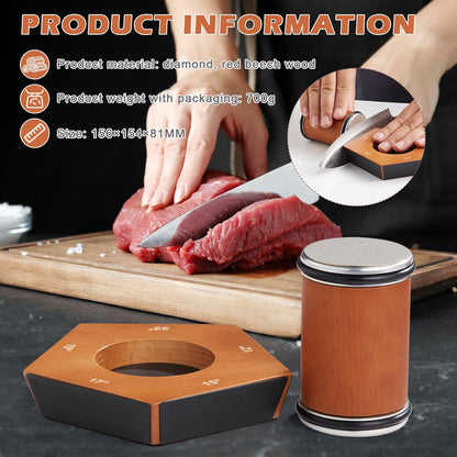 Premium Diamond Knife Sharpener with Wooden Base