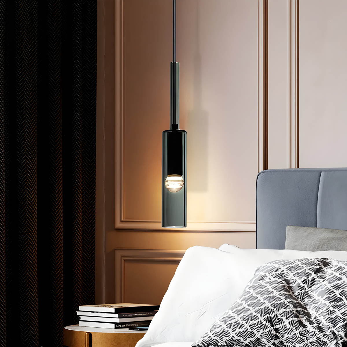 Sleek Grey Glass Drop Pendant Light