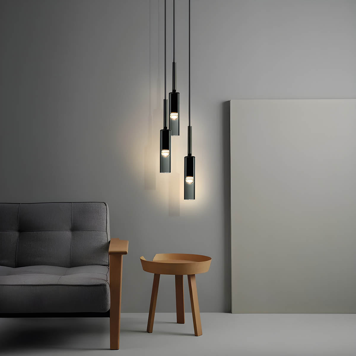 Sleek Grey Glass Drop Pendant Light