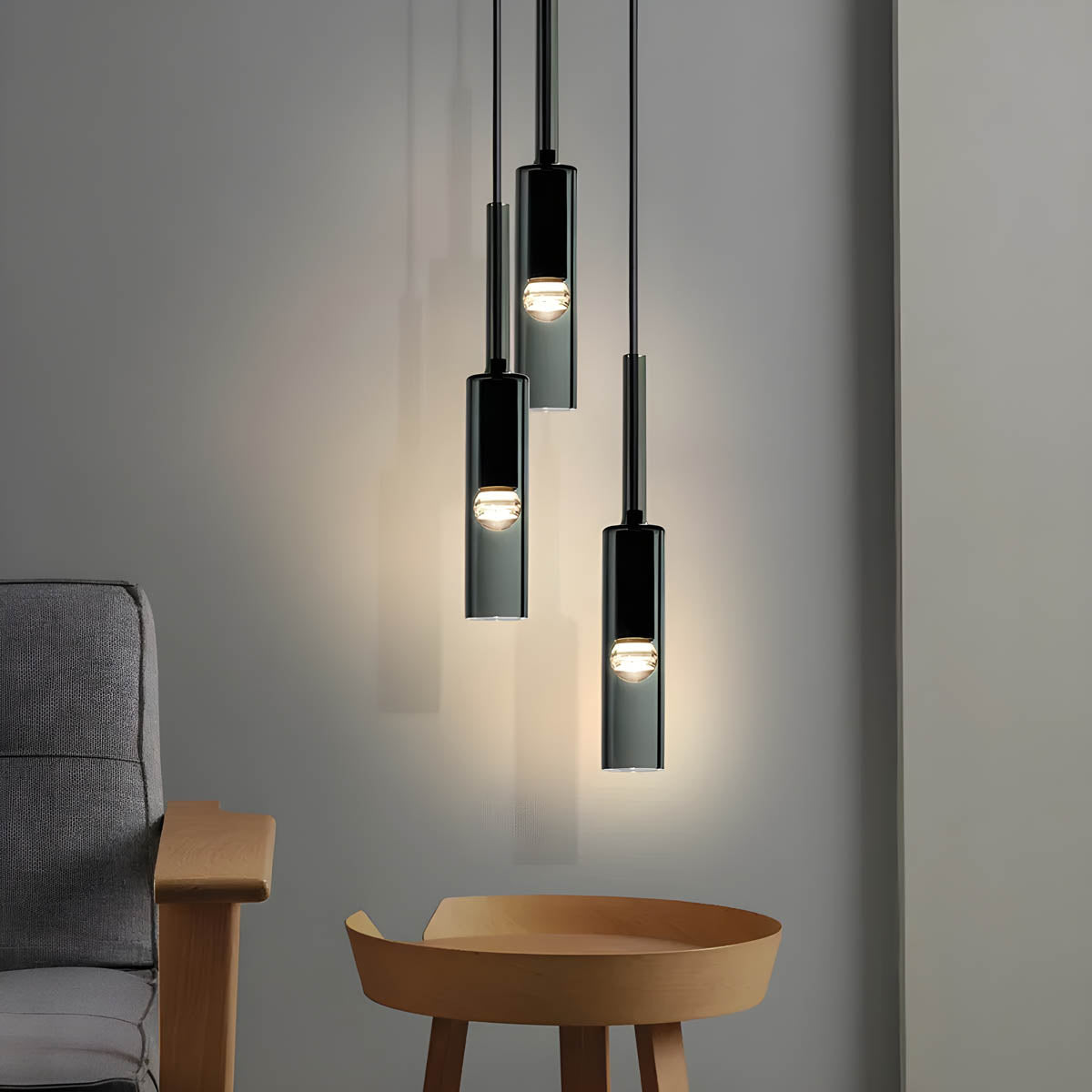 Sleek Grey Glass Drop Pendant Light