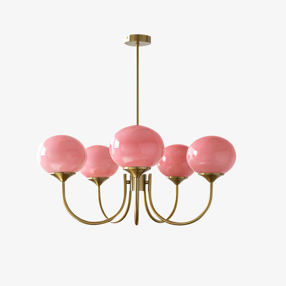 Soft Pink Glass Pendant Chandelier Light