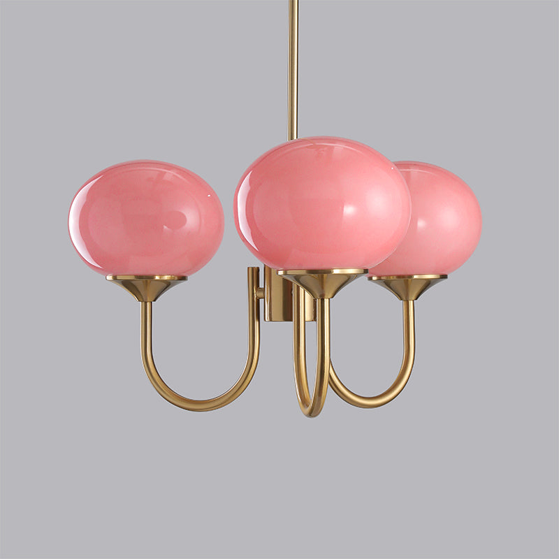 Soft Pink Glass Pendant Chandelier Light