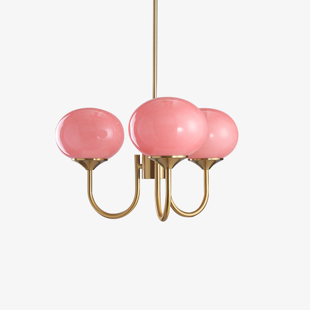 Soft Pink Glass Pendant Chandelier Light