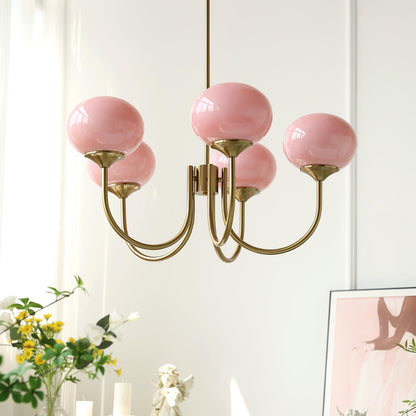 Soft Pink Glass Pendant Chandelier Light - Lusomart