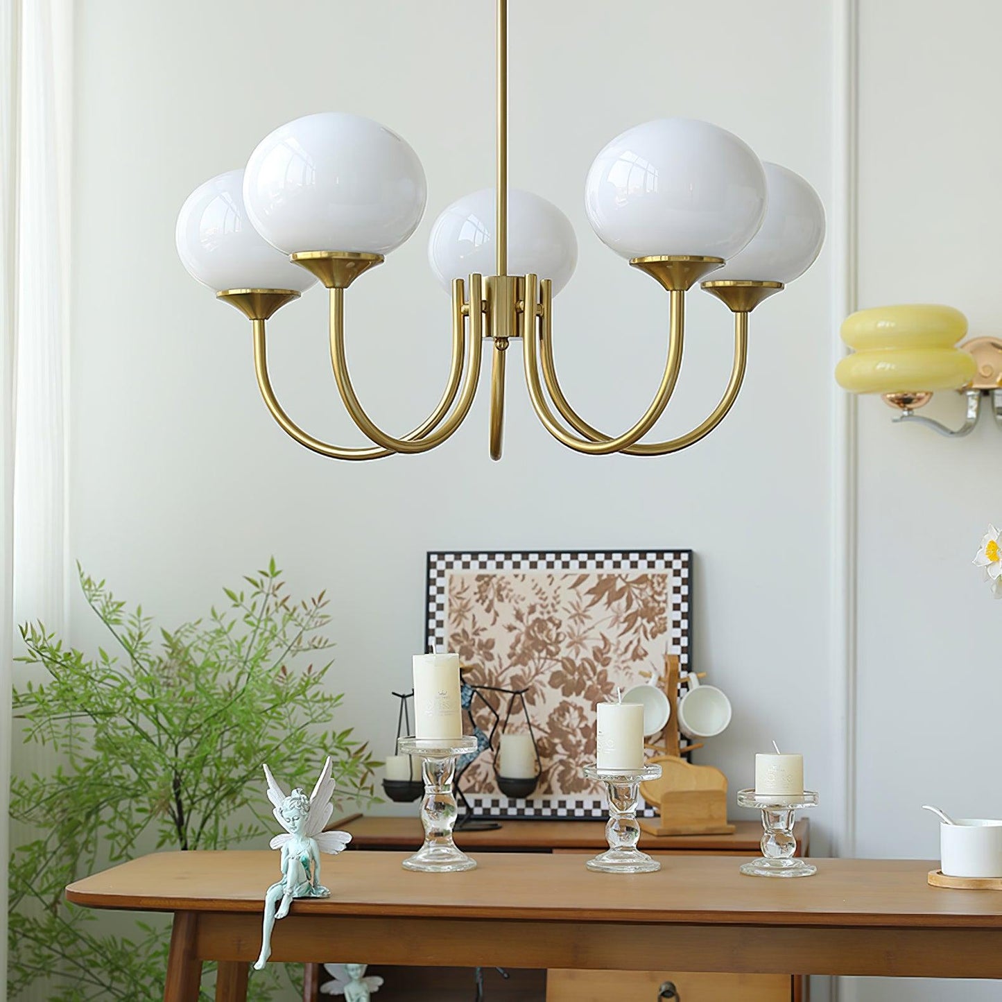Soft Pink Glass Pendant Chandelier Light