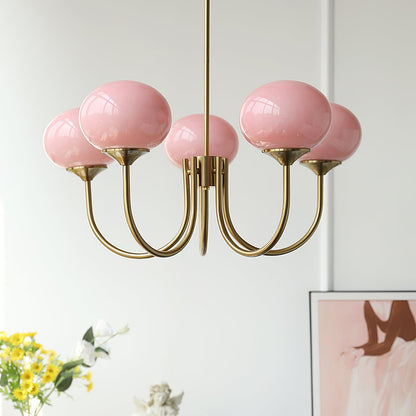 Soft Pink Glass Pendant Chandelier Light
