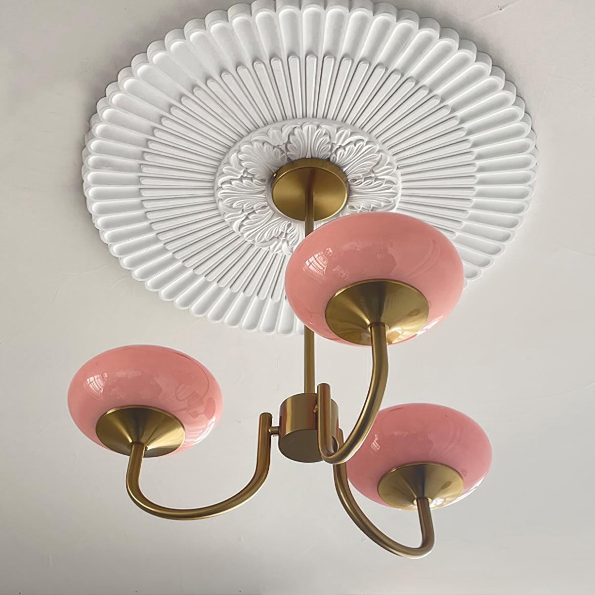 Soft Pink Glass Pendant Chandelier Light
