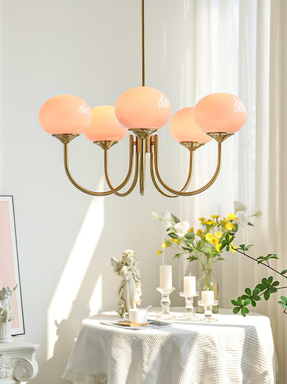 Soft Pink Glass Pendant Chandelier Light