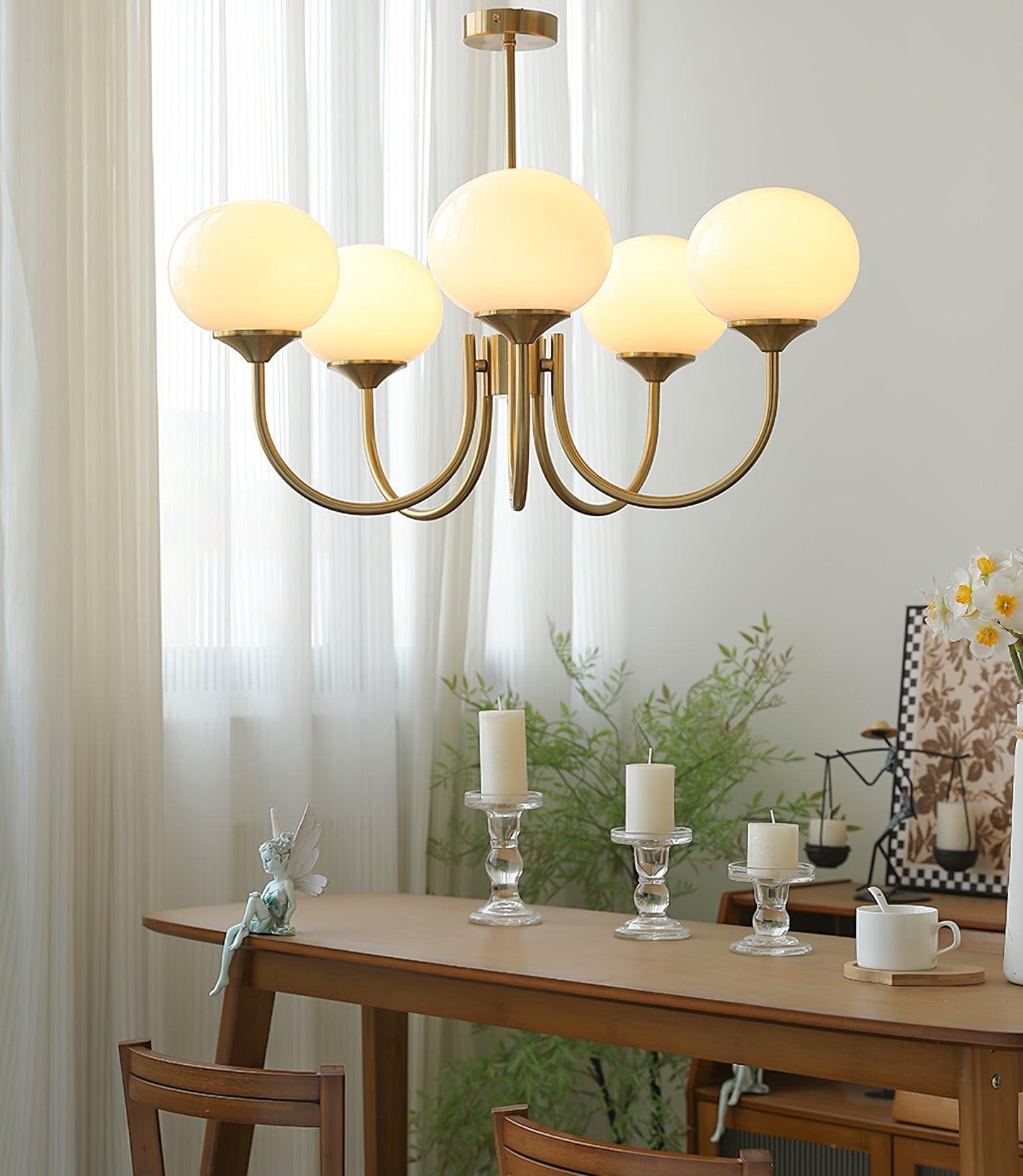 Soft Pink Glass Pendant Chandelier Light