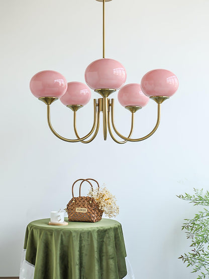Soft Pink Glass Pendant Chandelier Light