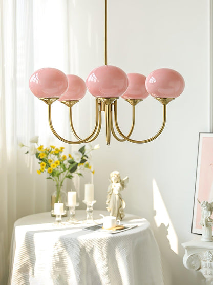 Soft Pink Glass Pendant Chandelier Light