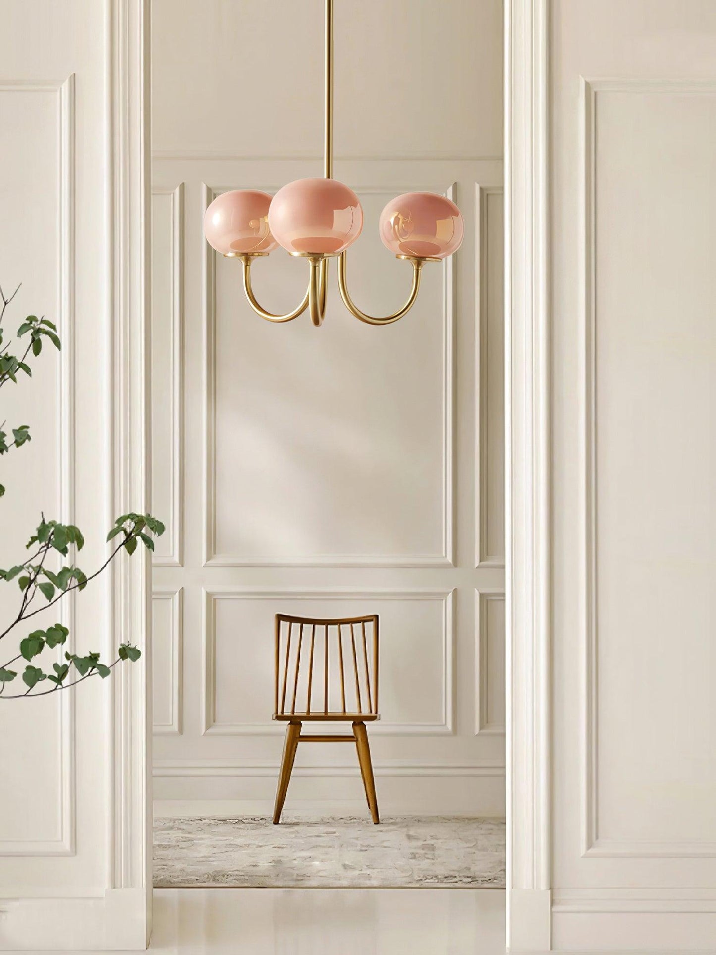 Soft Pink Glass Pendant Chandelier Light