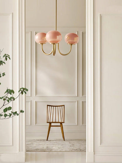 Soft Pink Glass Pendant Chandelier Light