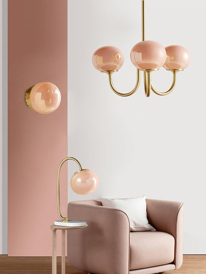 Soft Pink Glass Pendant Chandelier Light