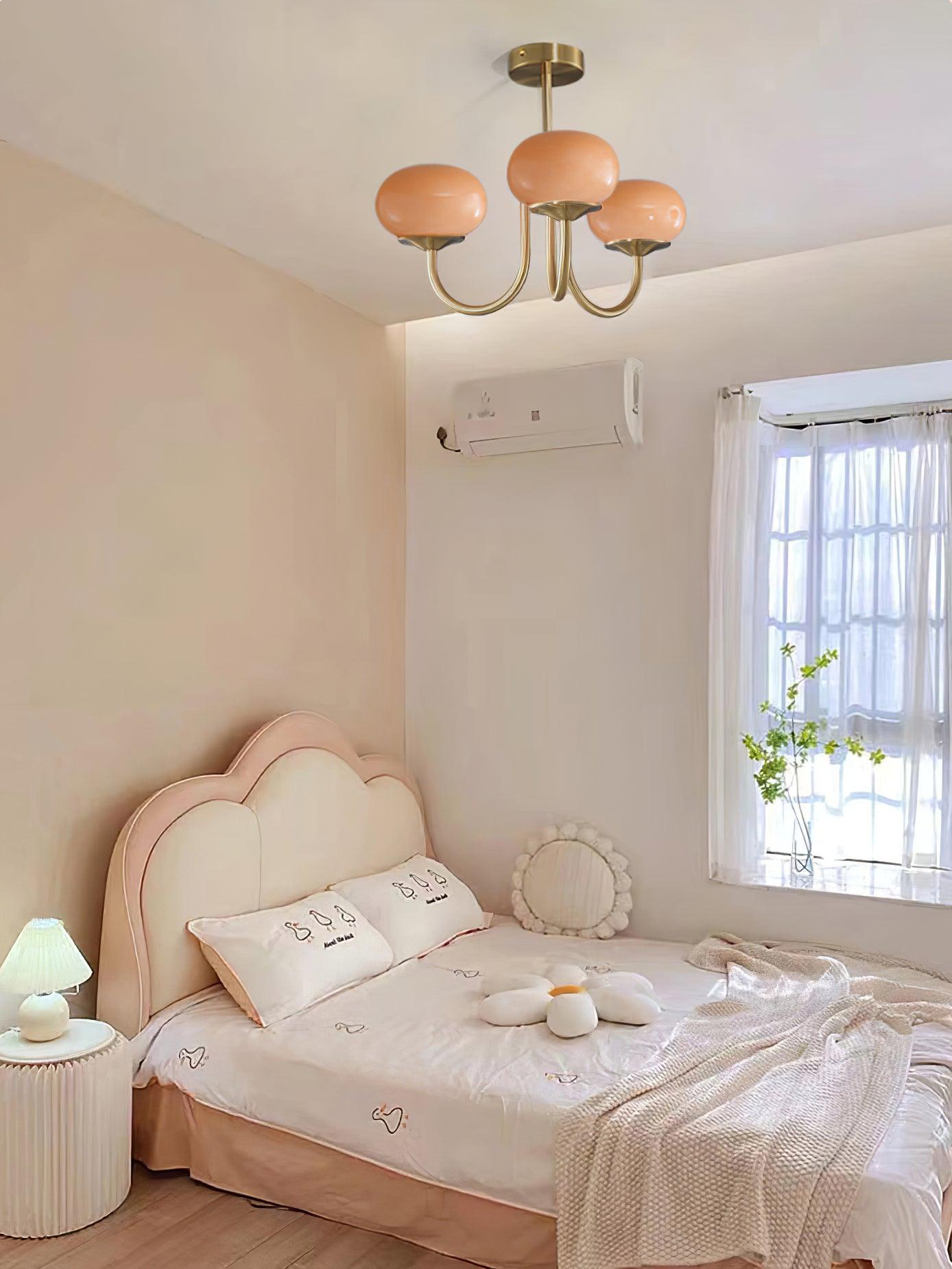 Soft Pink Glass Pendant Chandelier Light