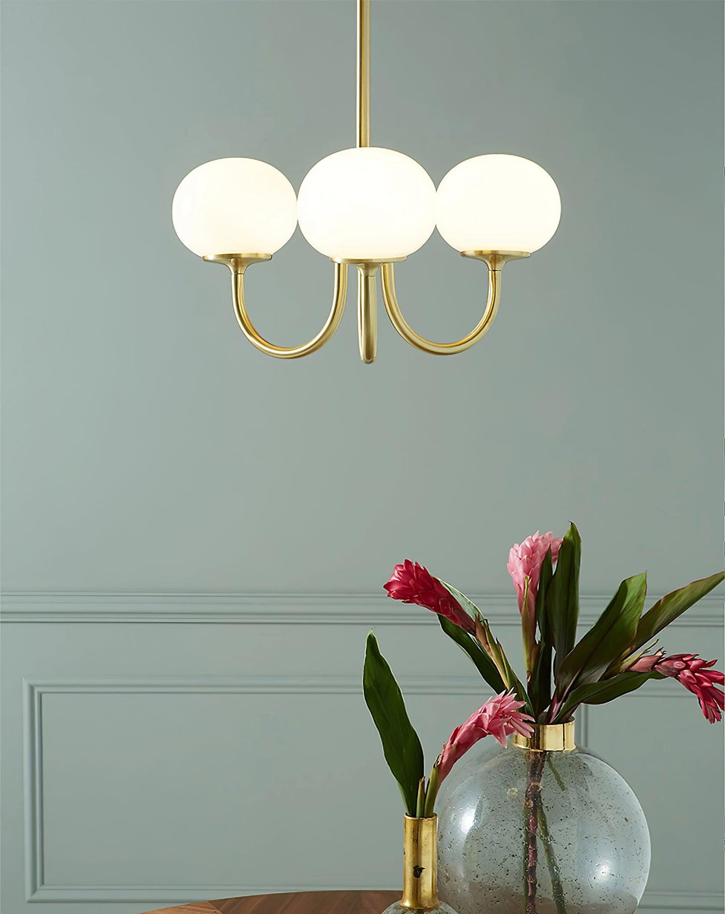 Soft Pink Glass Pendant Chandelier Light